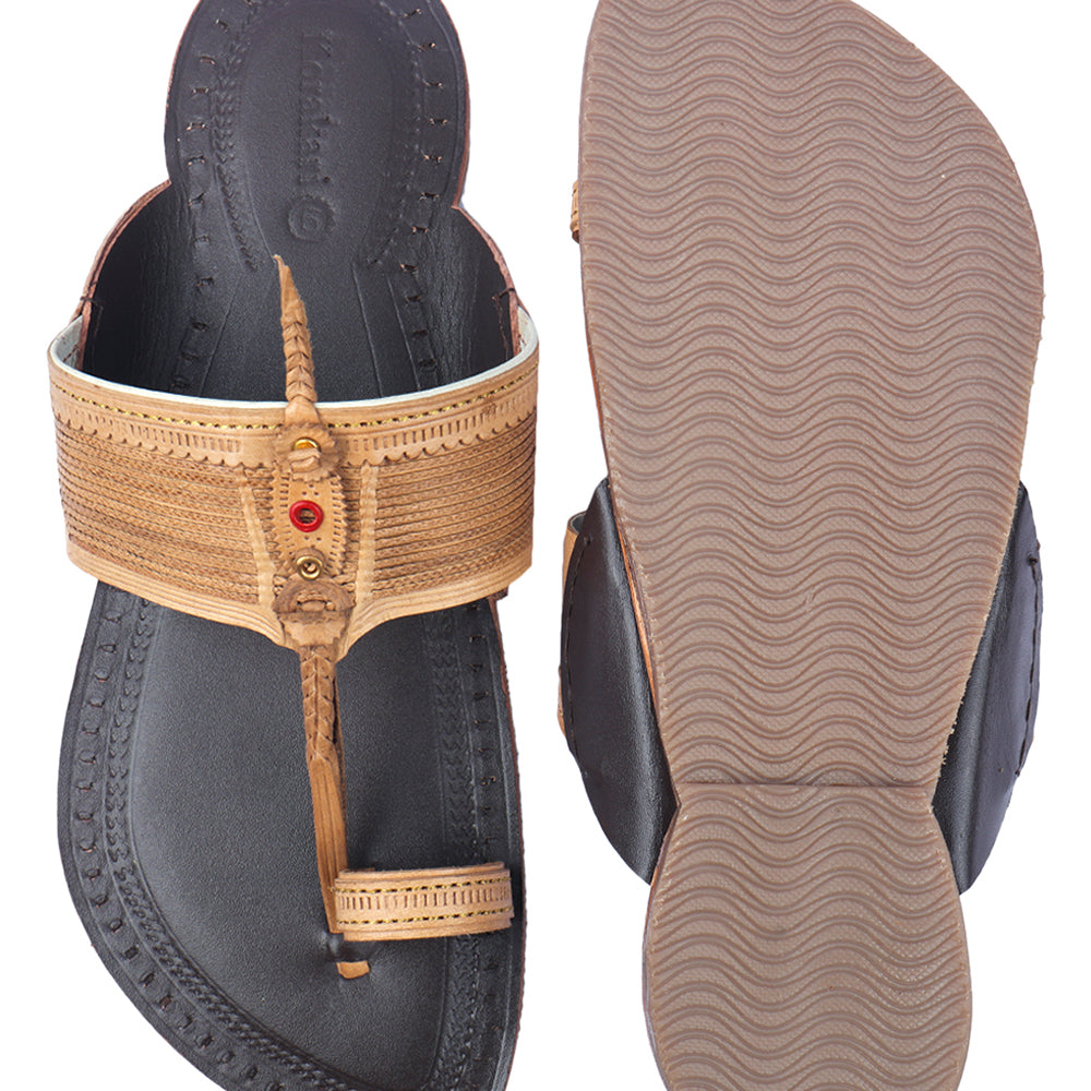 Brown Handstitched Leather Kolhapuri Men Slipper