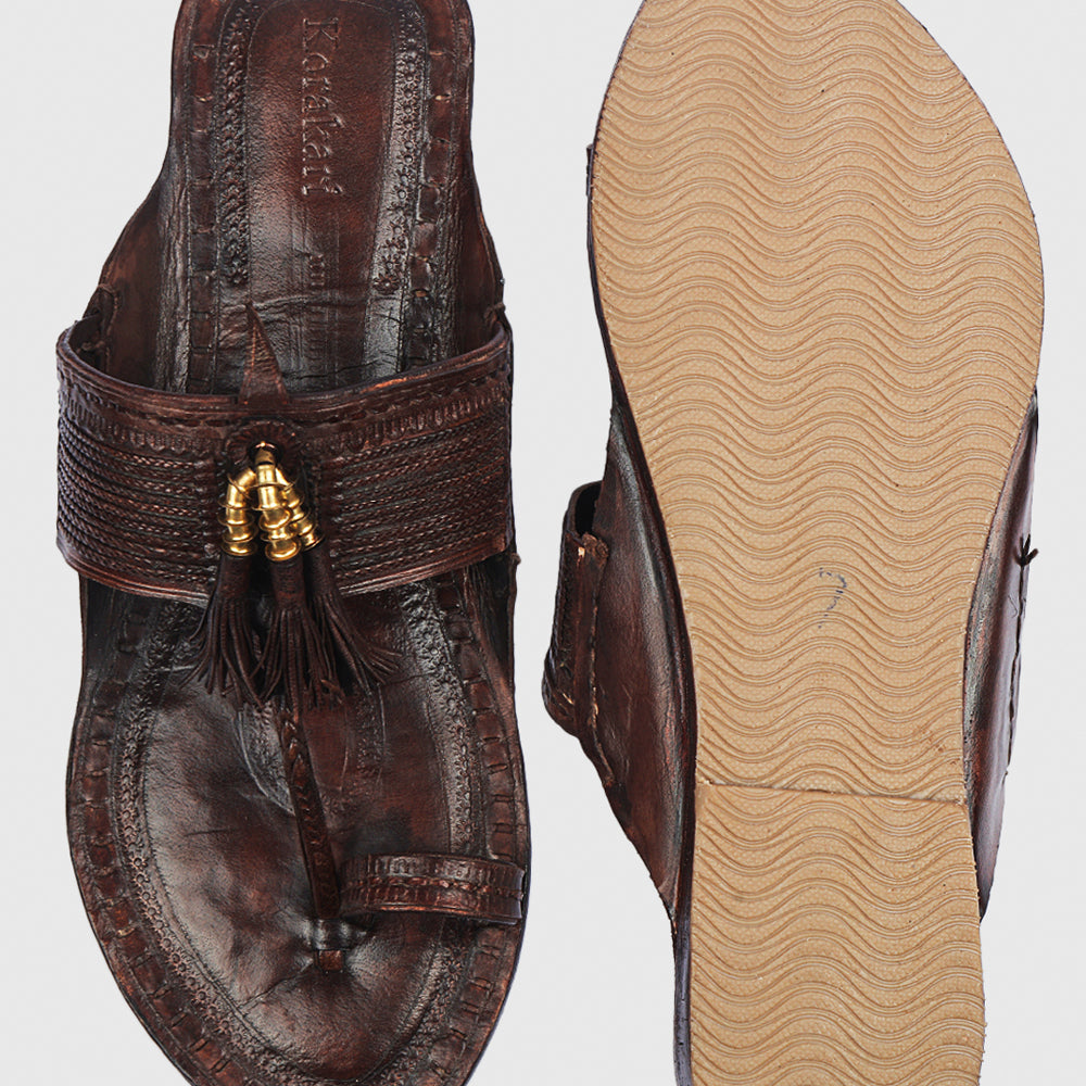 Brown Handstitched Leather Kolhapuri Women Slipper