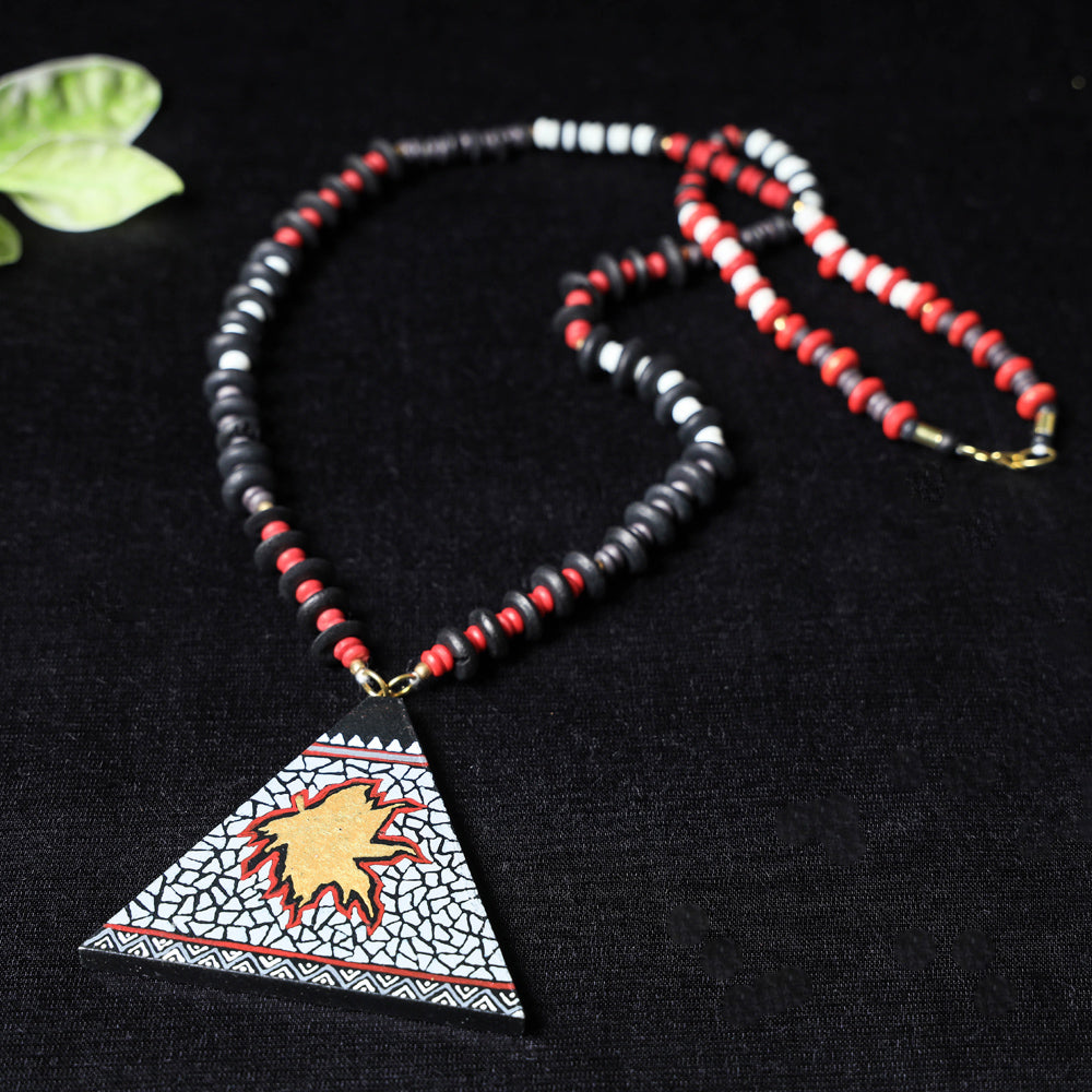 Miniature Hand-painted Wooden Necklace With Beads