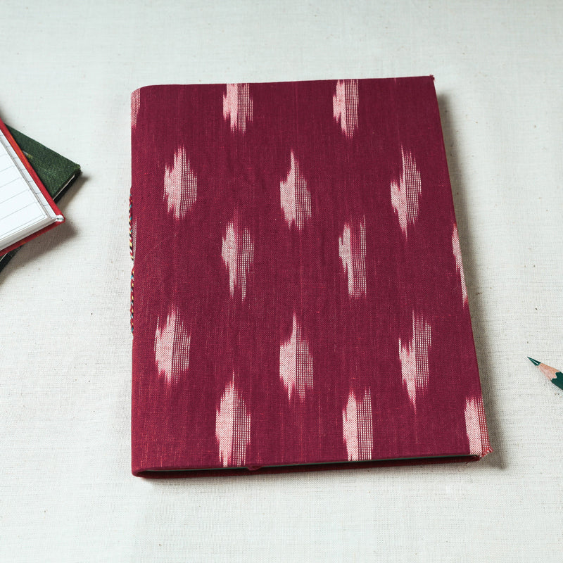Ikat Fabric Cover Handmade Paper Notebook (9 x 7 in)