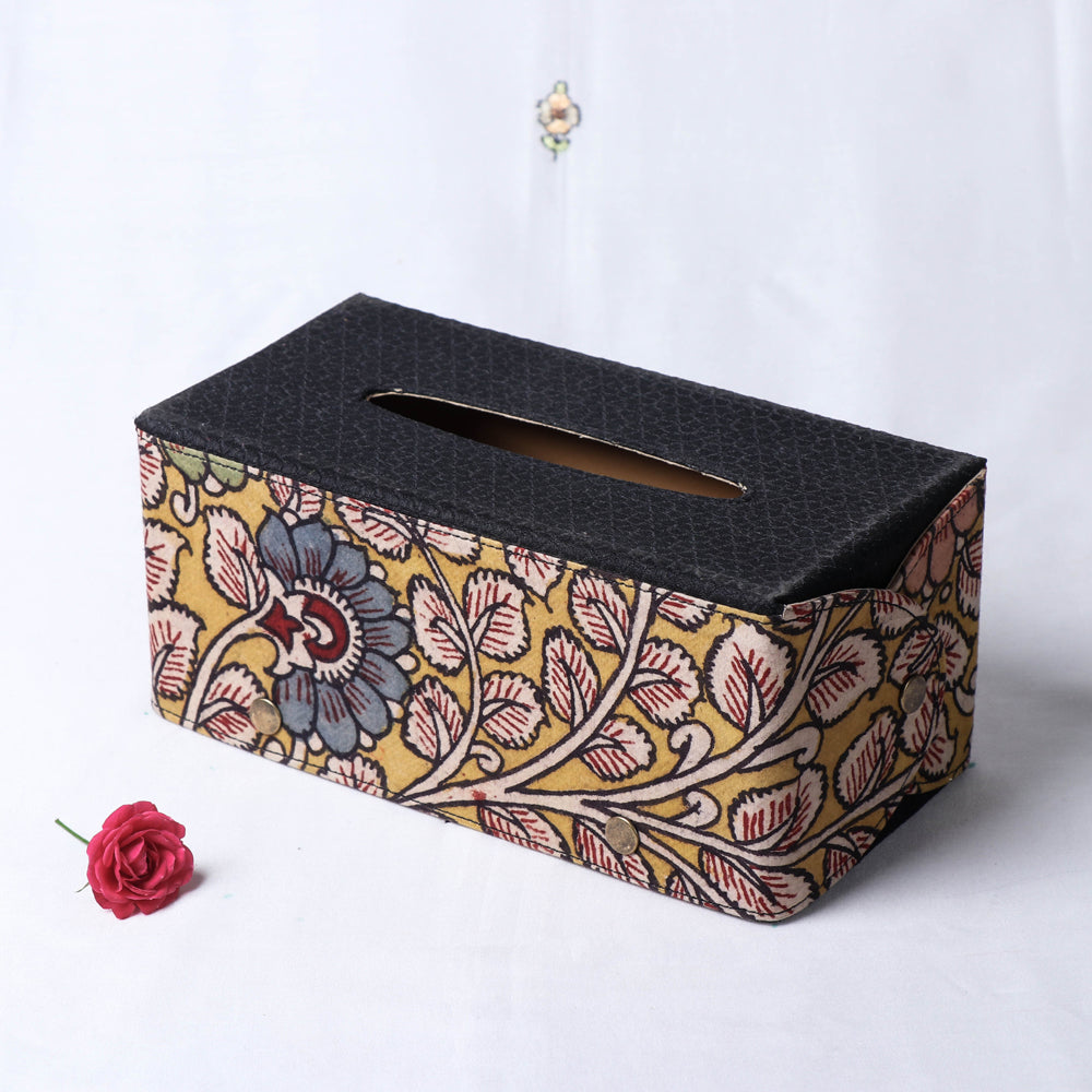 Tissue Box - Handpainted Kalamkari Natural Dyed Jacquard Cotton