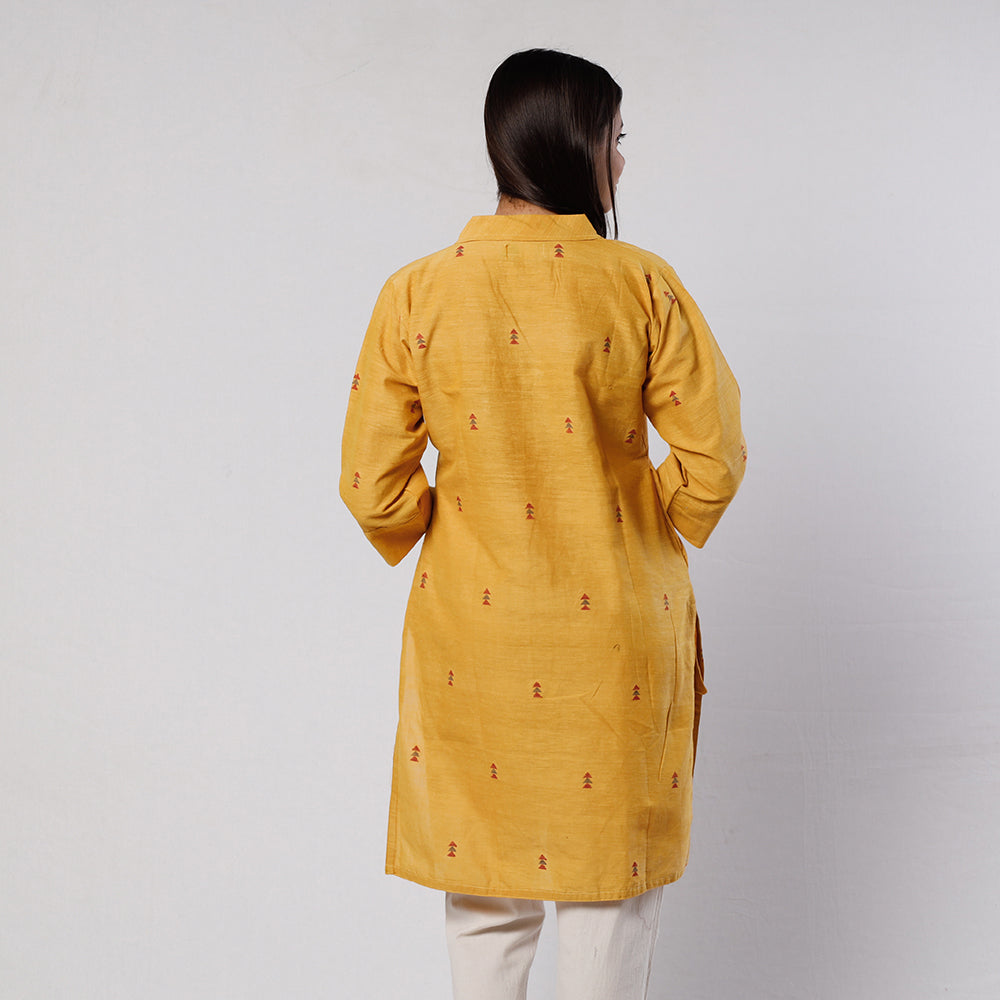 Yellow Jamdani Handloom Cotton Short Kurti