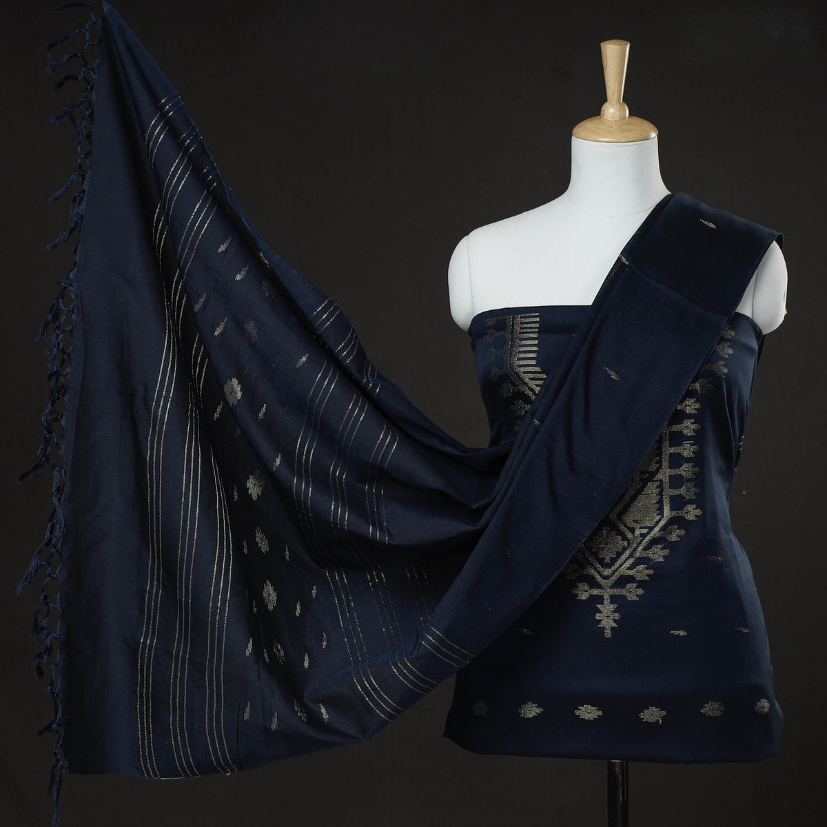 3pc Phulia Jamdani Weaving Handloom Cotton Suit Material Set