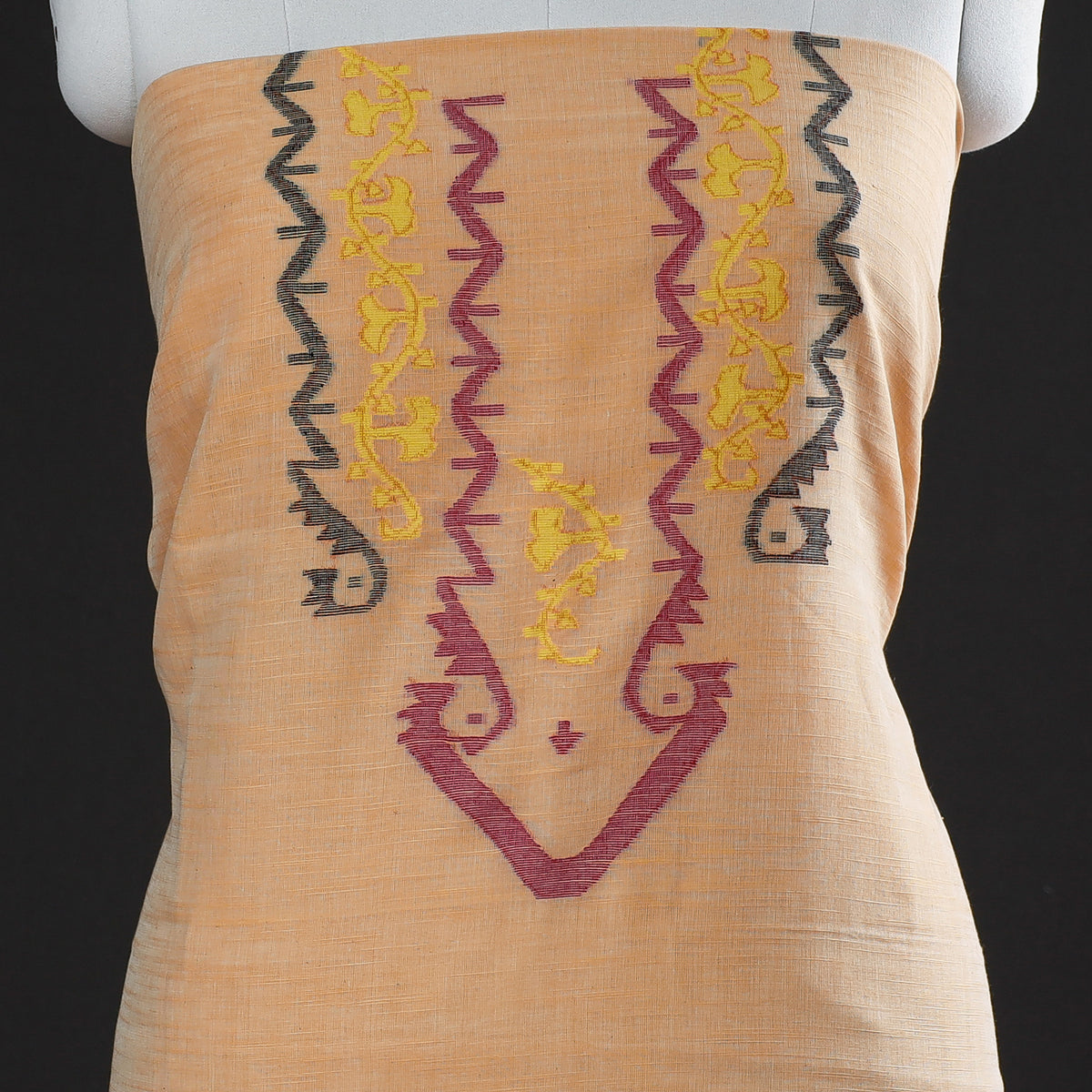 Phulia Jamdani Weave Handloom Cotton Kurti Material - 2.6 meter