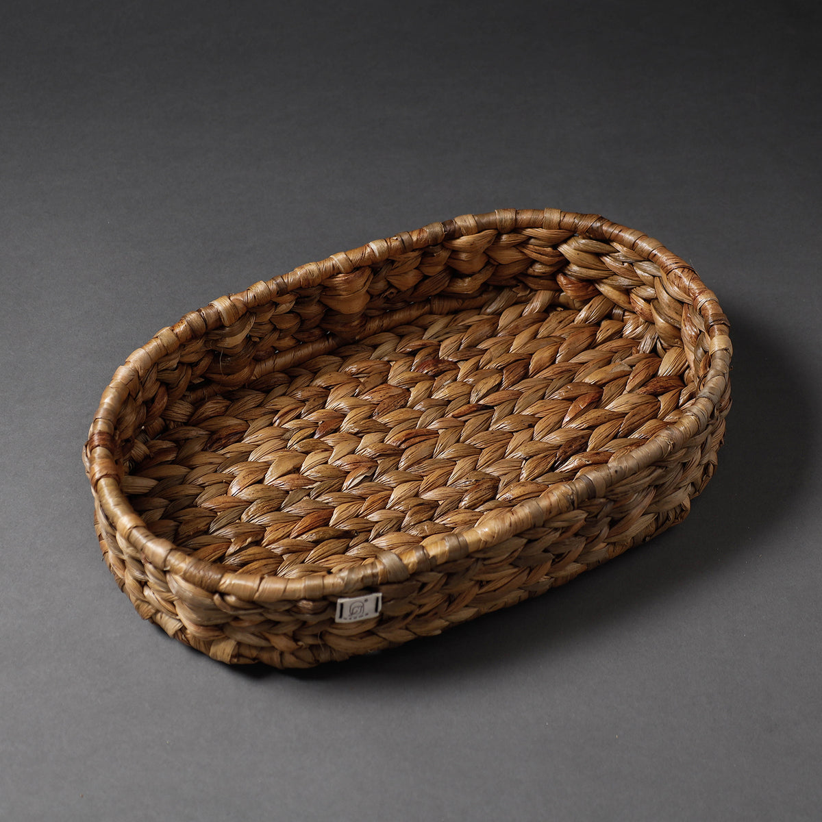 Handcrafted Organic Water Hyacinth Oval Tray (15 x 9 in)