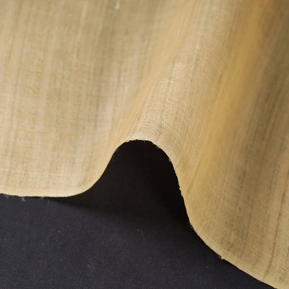 Pastel Yellow - Bhagalpuri Handwoven Pure Desi Tussar Silk Fabric