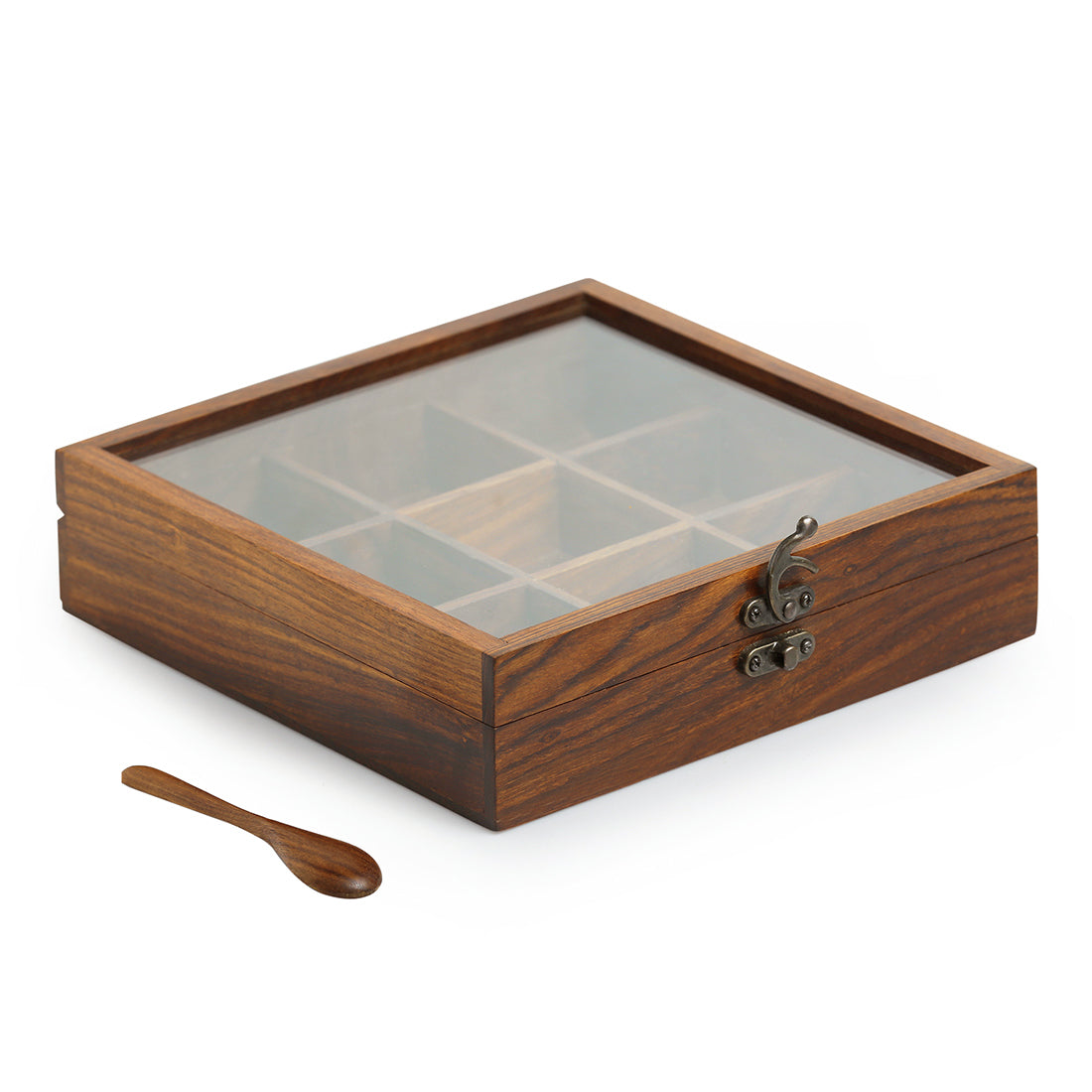 Spice Box With Spoon In Sheesham Wood