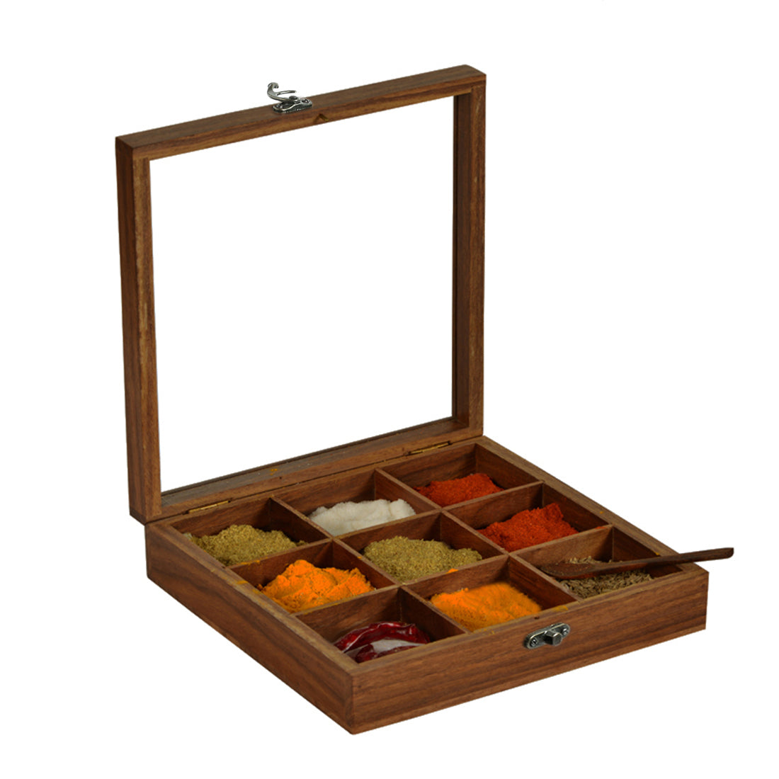 Spice Box With Spoon In Sheesham Wood