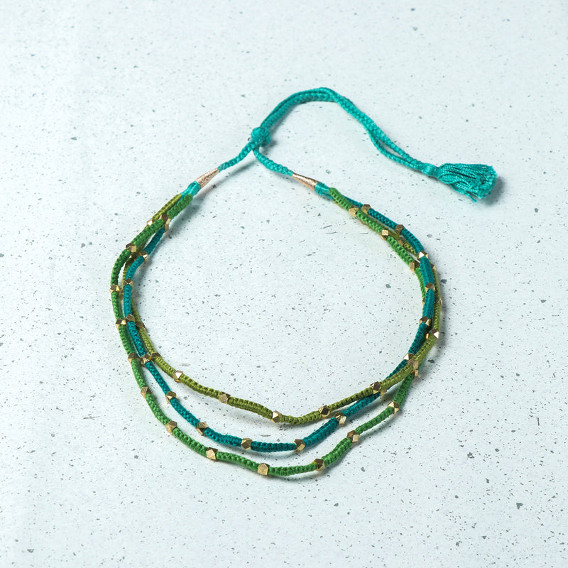 Patwa Thread &amp; Brass Bead Work Necklace by Kailash Patwa