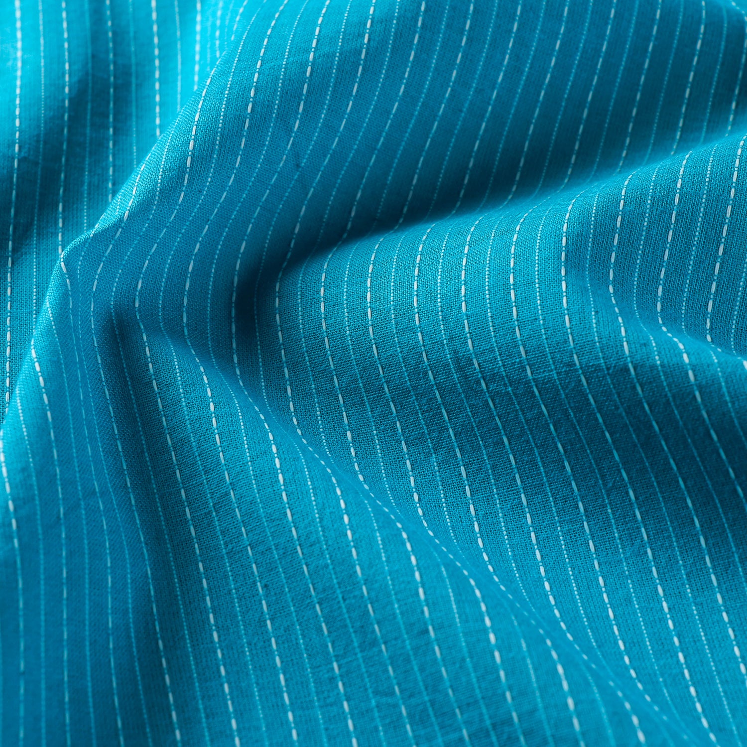Sky Blue - Prewashed Running Stitch Cotton Fabric