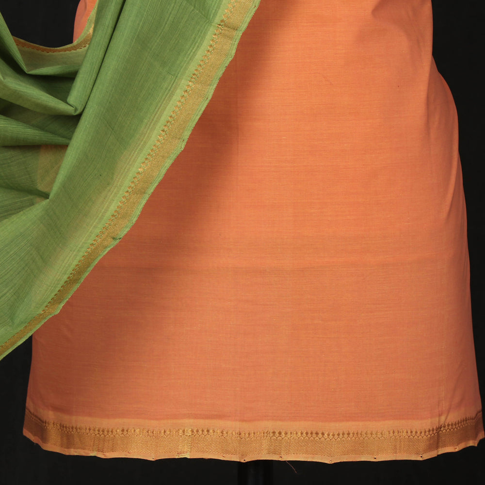 Original Mangalgiri Handloom Cotton 3pc Suit Material with Zari Border
