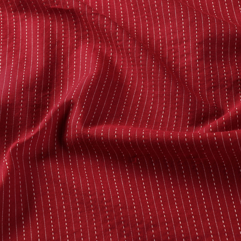 Red Prewashed Running Stitch Cotton Fabric