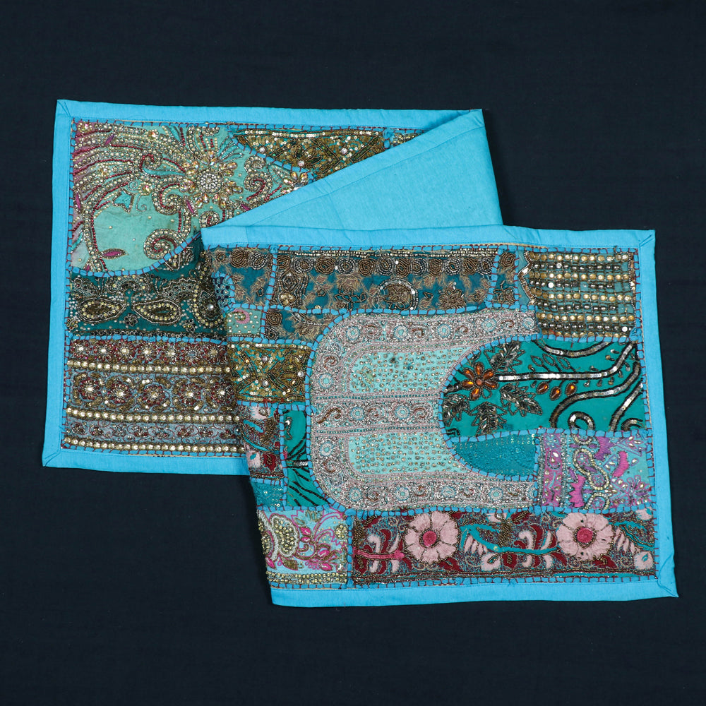 Banjara Vintage Moti Work Embroidery Table Runner (20 X 60 in)