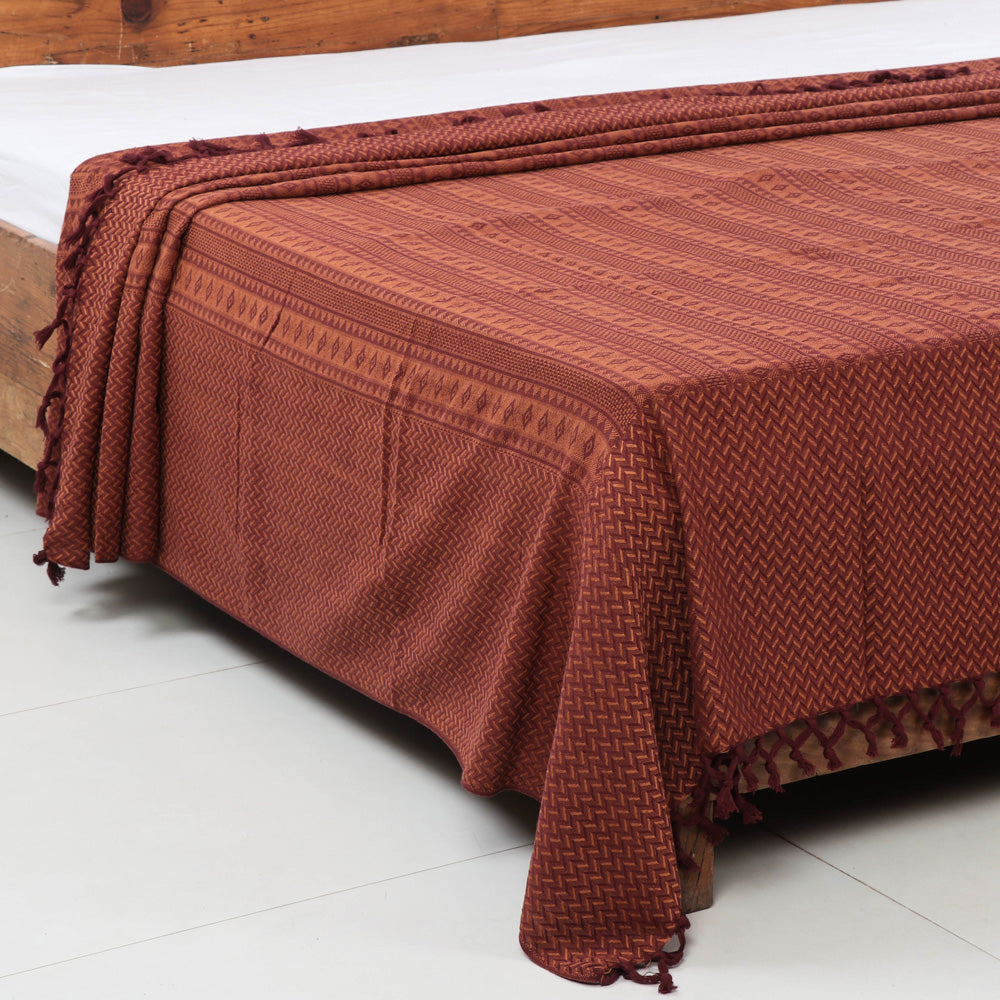 Pure Cotton Handloom Double Bedcover from Bijnor by Nizam (94 in x 108 in)