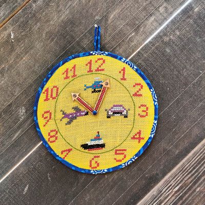 Tribal Hand Embroidered Jute Kids Learning Clock