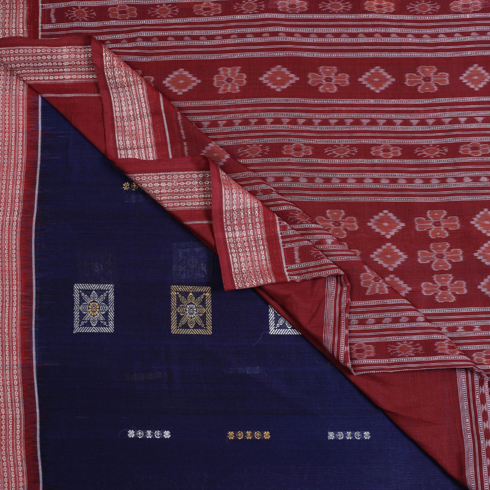 Brown Tribal Design Colour Sambalpuri Handloom Cotton Bandha Saree