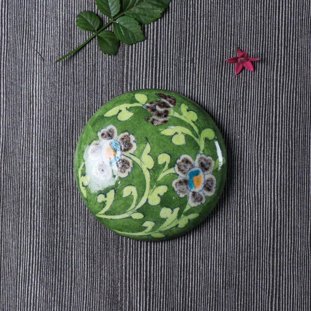 Original Blue Pottery Ceramic Tile Hand Mirror
