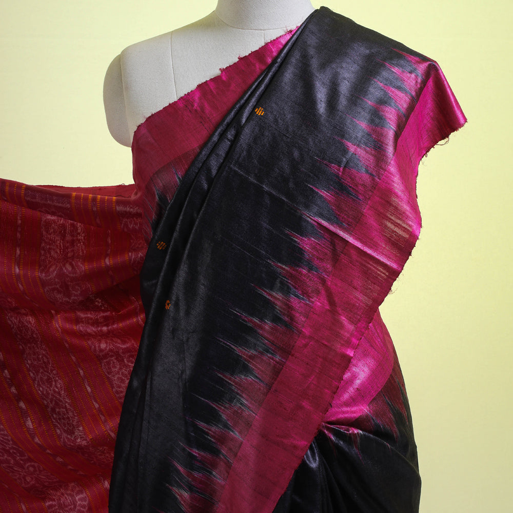 Sambalpuri Handloom Ikat Tussar Ghicha Silk Saree from Odisha