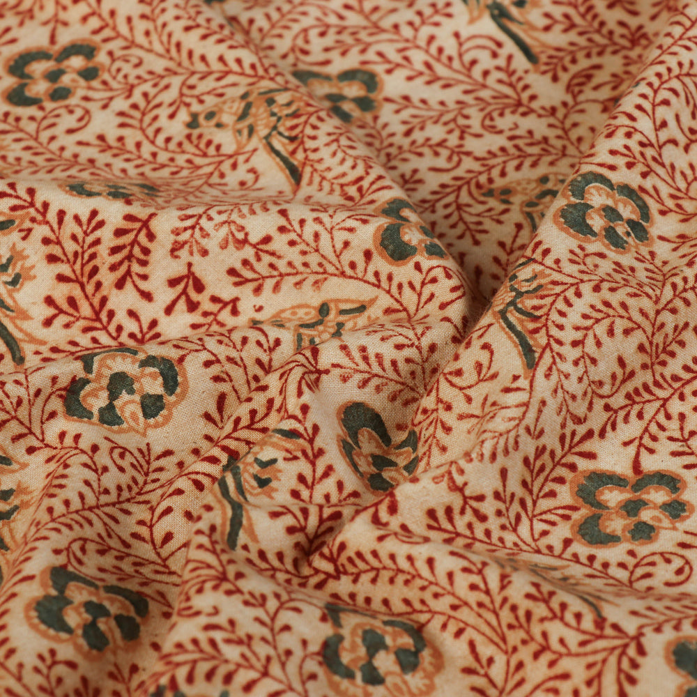 Original Pedana Kalamkari Block Printed Natural Dyed Pure Cotton Fabric