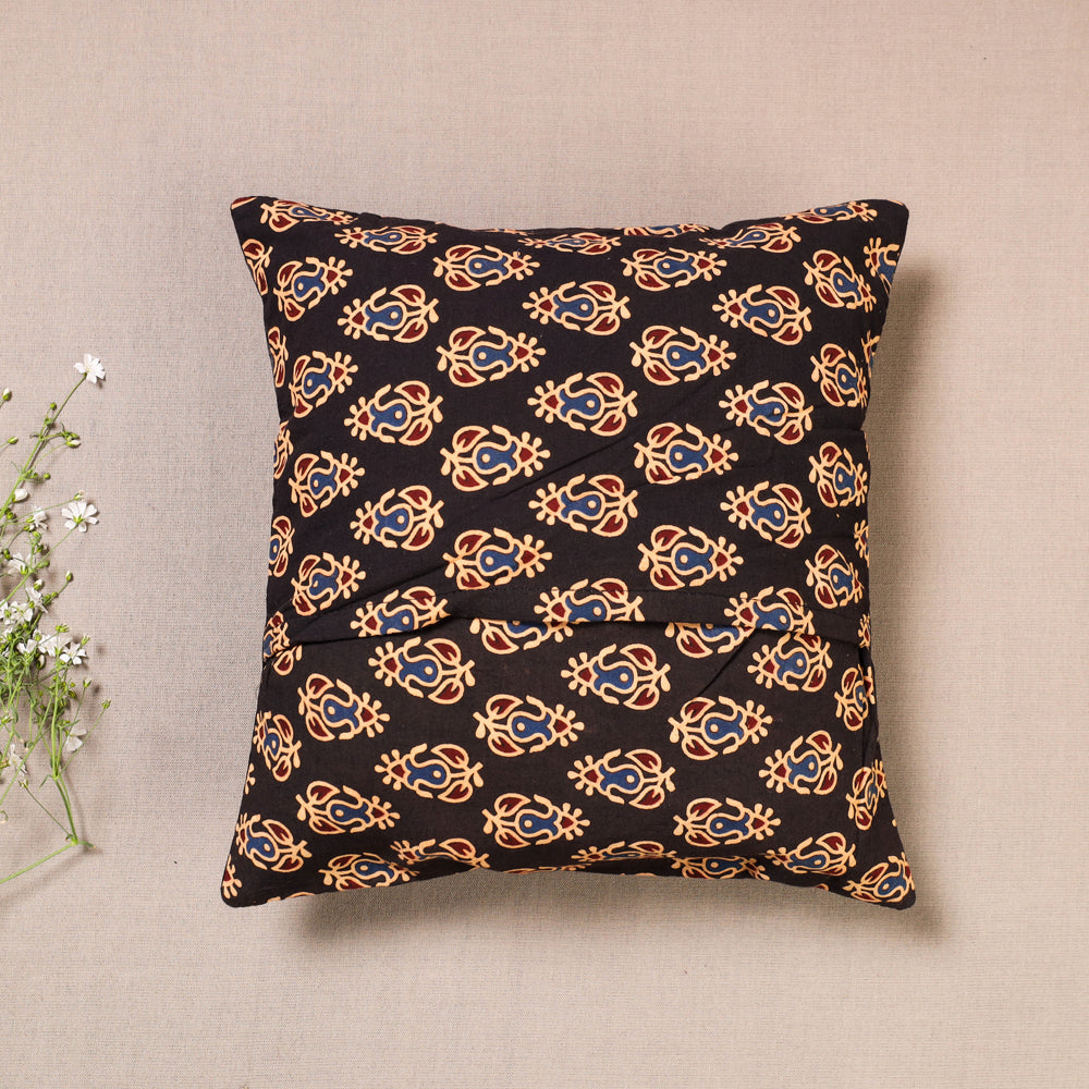 Kutch Embroiderd Ajrakh Mashru Silk Cushion Cover (12 x 12 in)