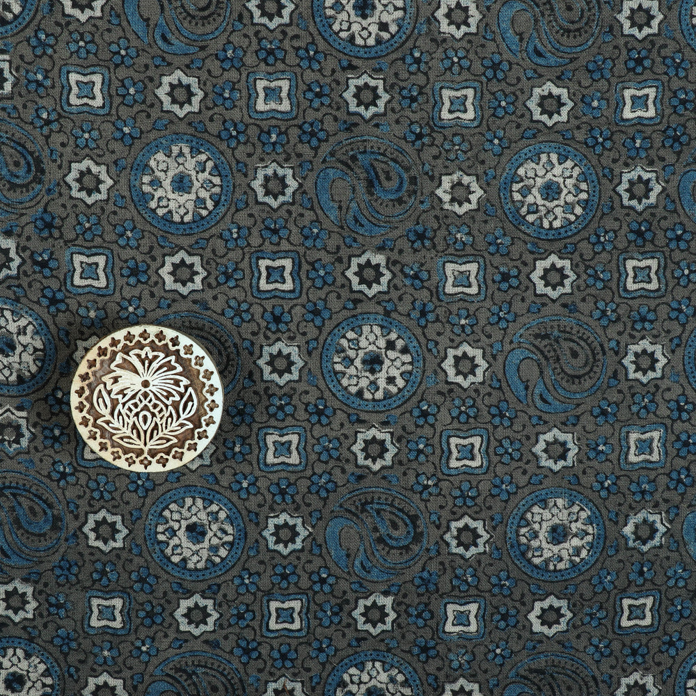 Sufiyan Khatri Special Organic Kala Cotton Handloom Ajrakh Block Print Natural Dyed Fabric