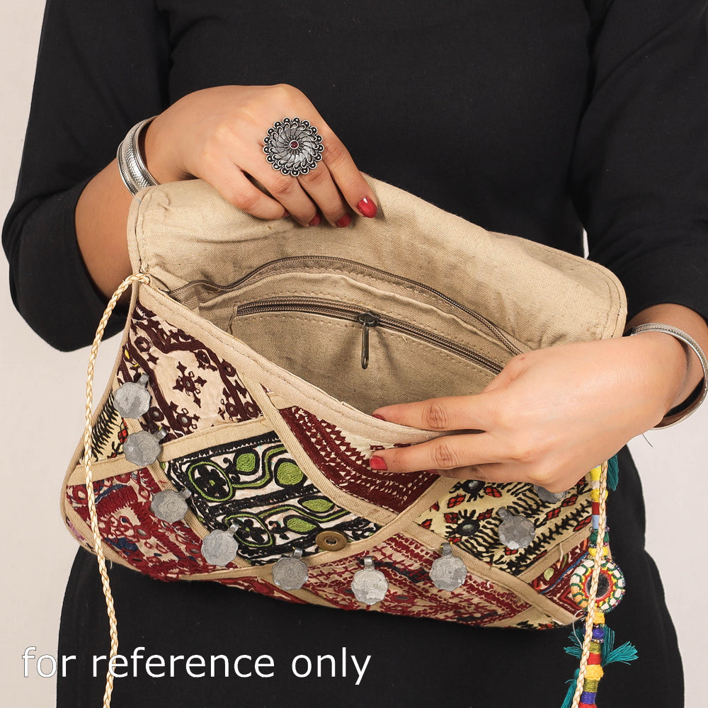 Banjara Vintage Embroidery Mirror &amp; Coin Work Sling Bag