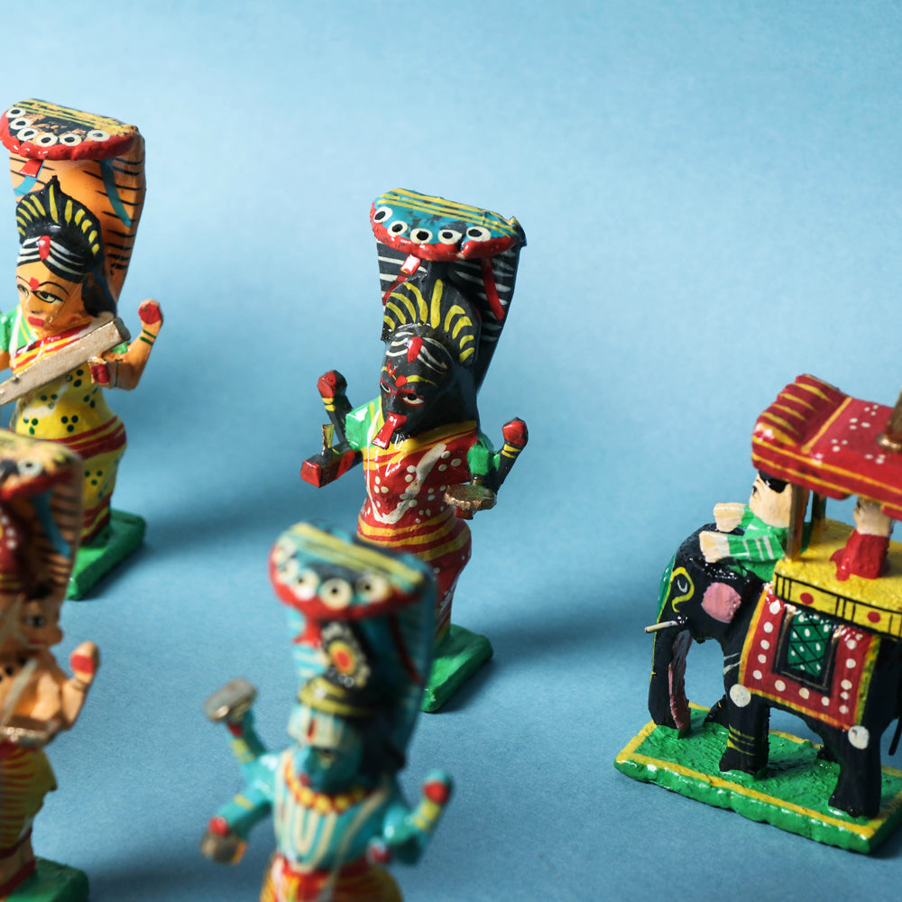 Indian Gods (Set of 10) - Special Handpainted Wooden Home Decor Item