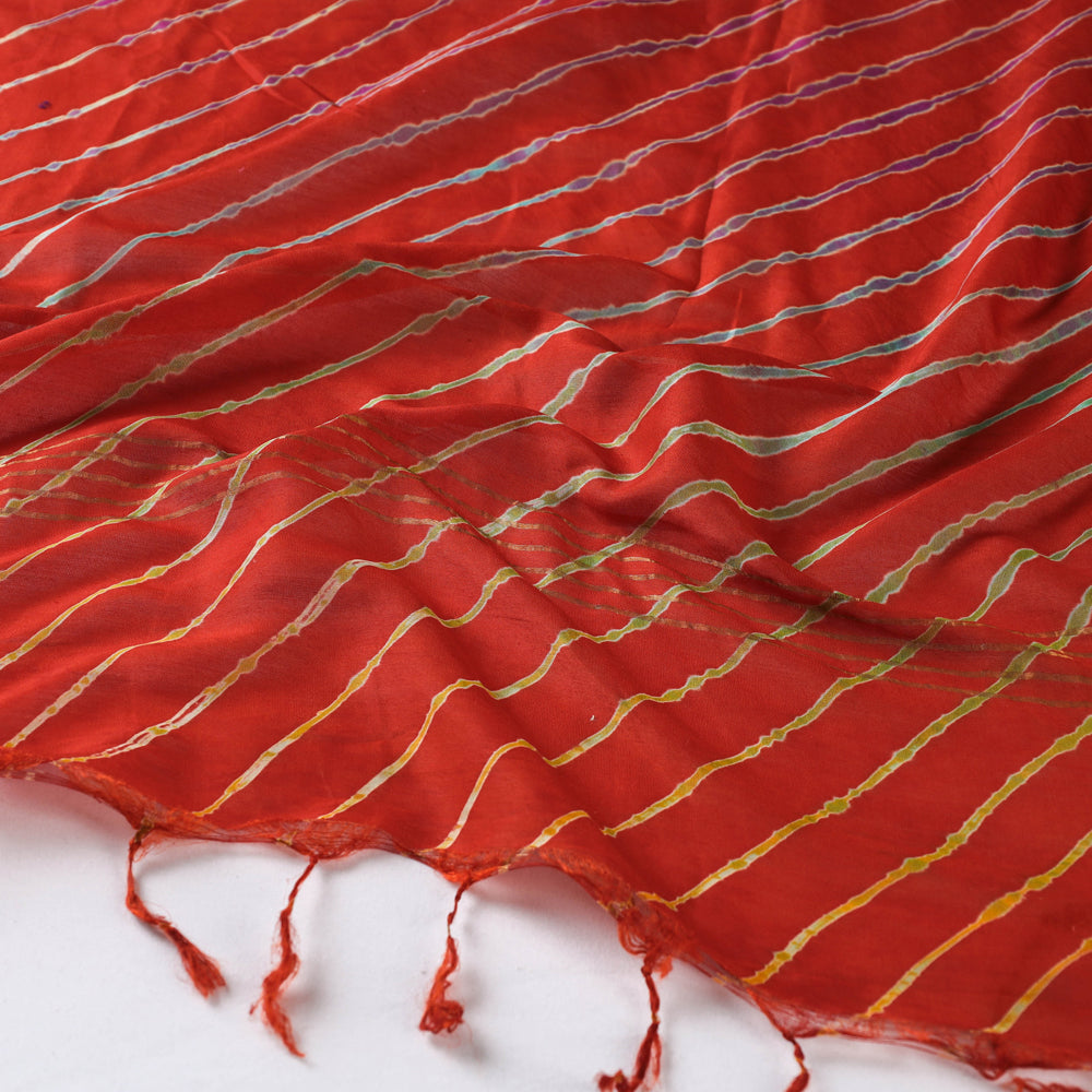 Traditional Leheriya Tie-Dye Chanderi Silk Multicolor Dupatta