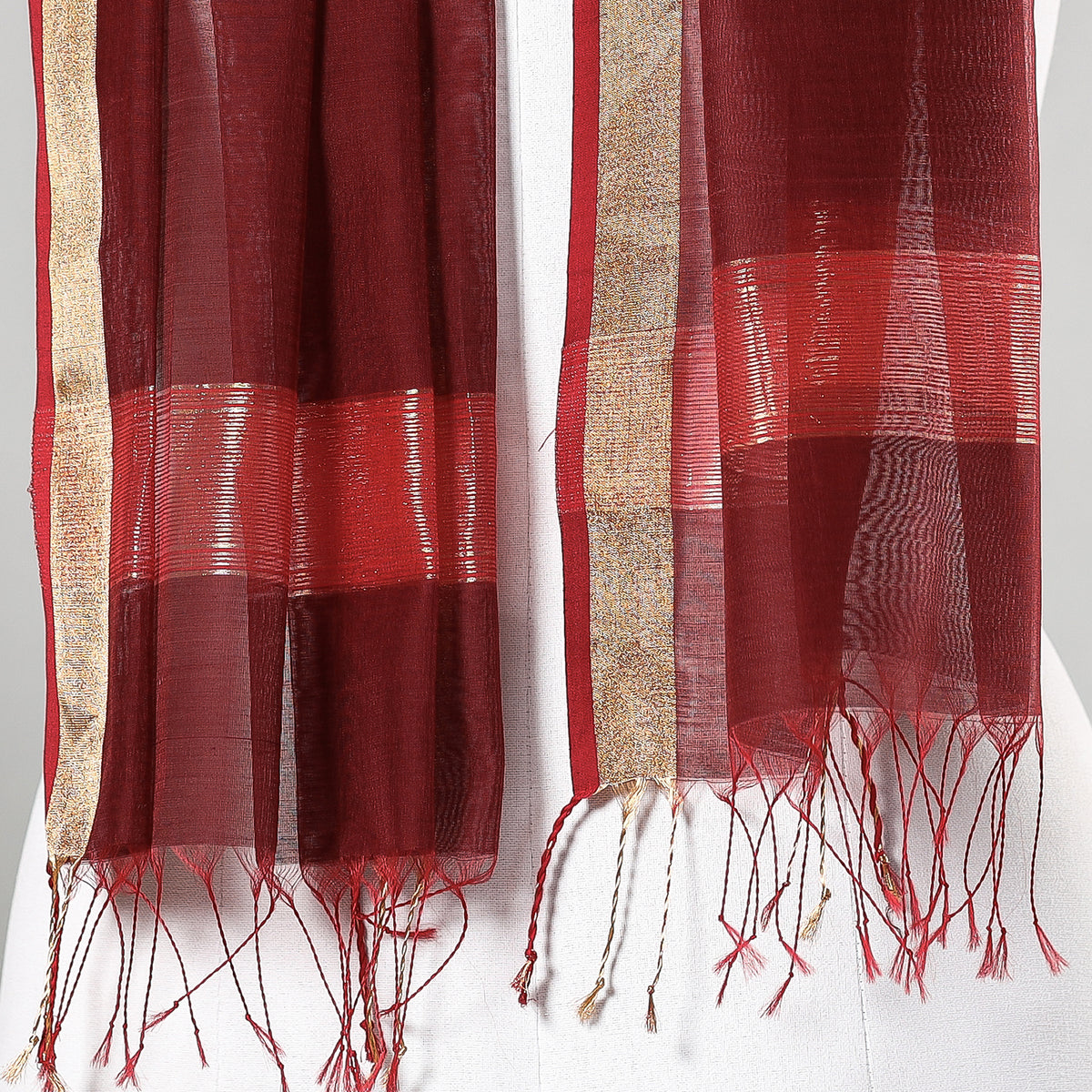 Traditional Maheshwari Silk Handloom Zari Work Stole