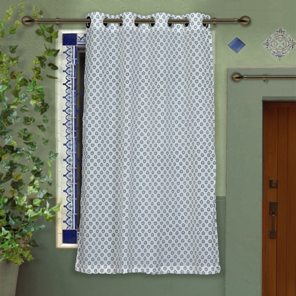 Hand Block Printed Cotton Window Curtain (5 x 3.5 feet) (single piece)