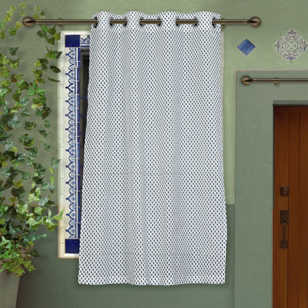 Hand Block Printed Cotton Window Curtain (5 x 3.5 feet) (single piece)