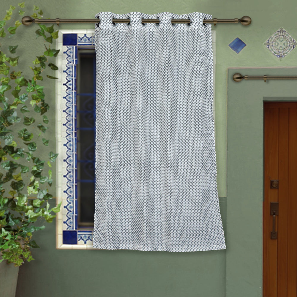 Hand Block Printed Cotton Window Curtain (5 x 3.5 feet) (single piece)