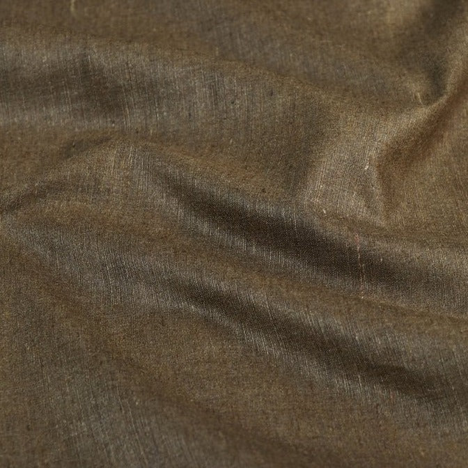 Green Brown - Vidarbha Handloom Pure Tussar x Katia Silk Fabric