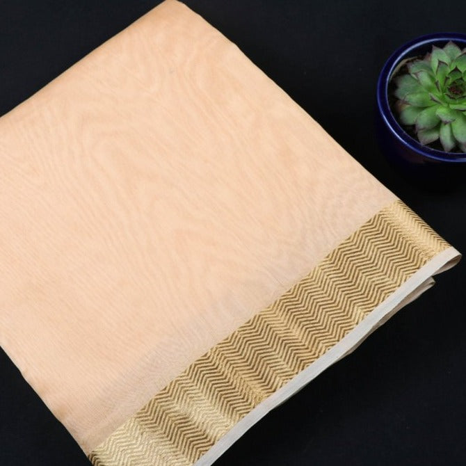 Chanderi Silk Nakshi Kinari Border Handloom Mercerized Precut Fabric