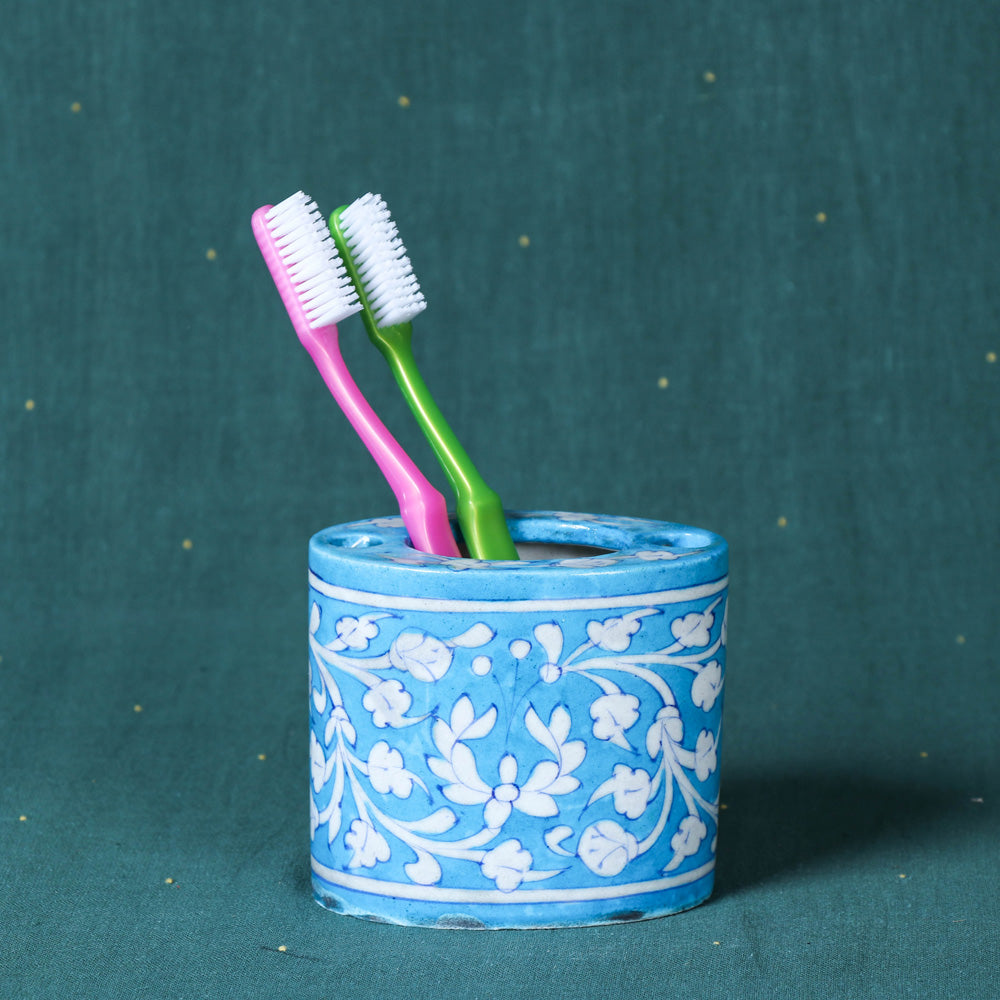Original Blue Pottery Ceramic Toothpaste / Toothbrush Stand