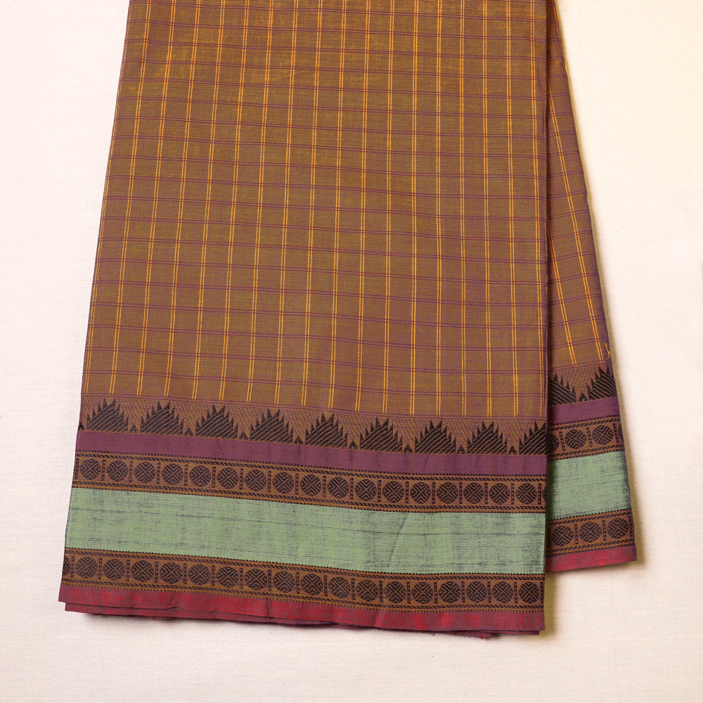 Kanchipuram Checks Cotton Fabric with Thread Border