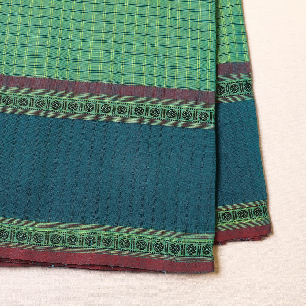 Kanchipuram Checks Cotton Fabric with Thread Border