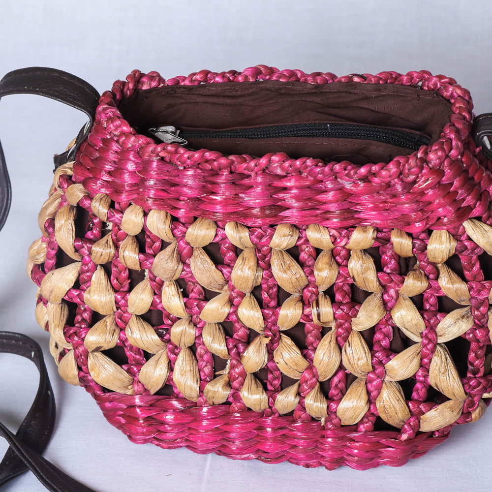 Handmade Organic Water Hyacinth Sling Bag from Assam