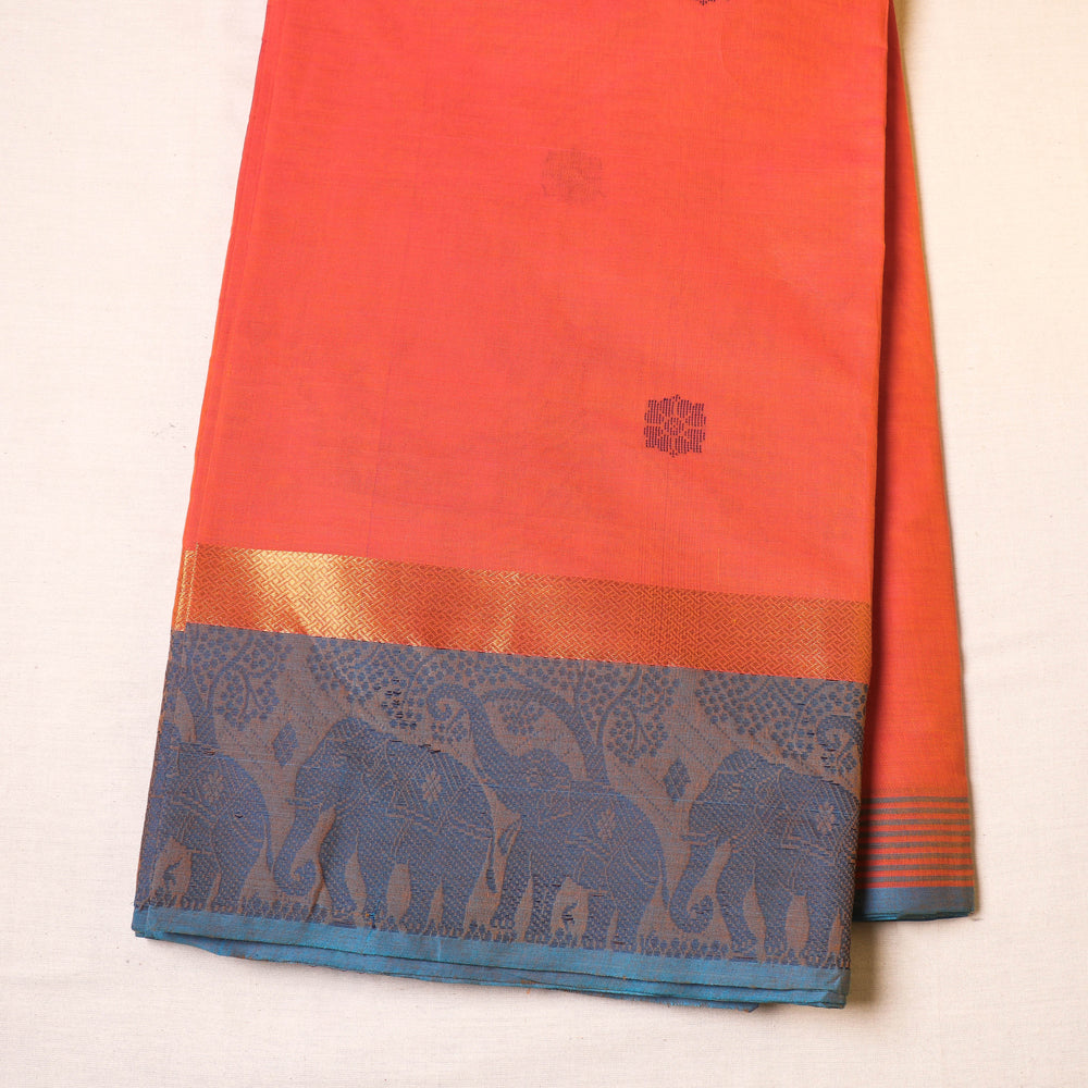 Kanchipuram Cotton Fabric with One Side Thread Border