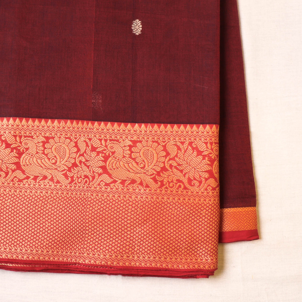 Kanchipuram Cotton Buti Fabric with Thread Border