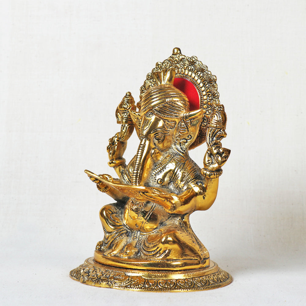 Ganesha - Handmade Metal God Idol (9.5 in)