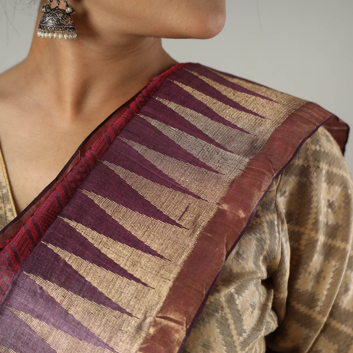 Pure Kosa Tussar Silk Handloom Jala Weave Saree