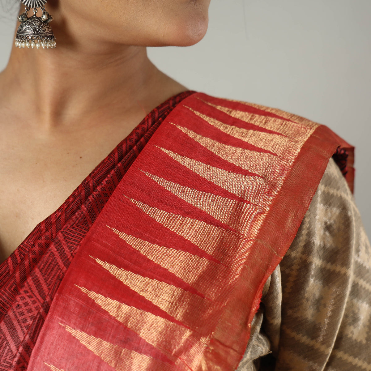 Pure Kosa Tussar Silk Handloom Jala Weave Saree