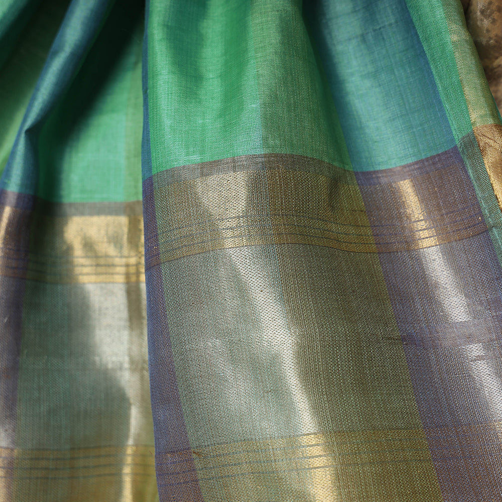 Pure Kosa Tussar Silk Pure Handloom Saree with Temple Woven Border