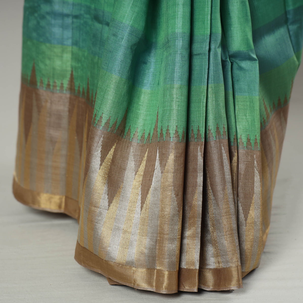 Pure Kosa Tussar Silk Pure Handloom Saree with Temple Woven Border