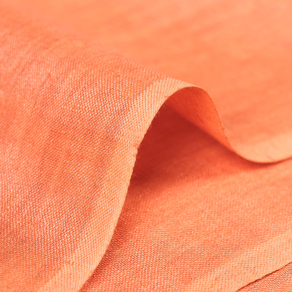 Creamish Orange - Handwoven Pure Linen Fabric from Bhagalpur