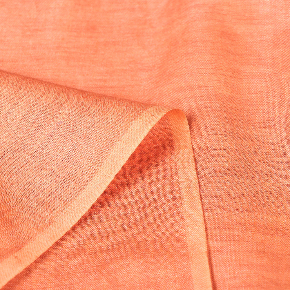 Creamish Orange - Handwoven Pure Linen Fabric from Bhagalpur
