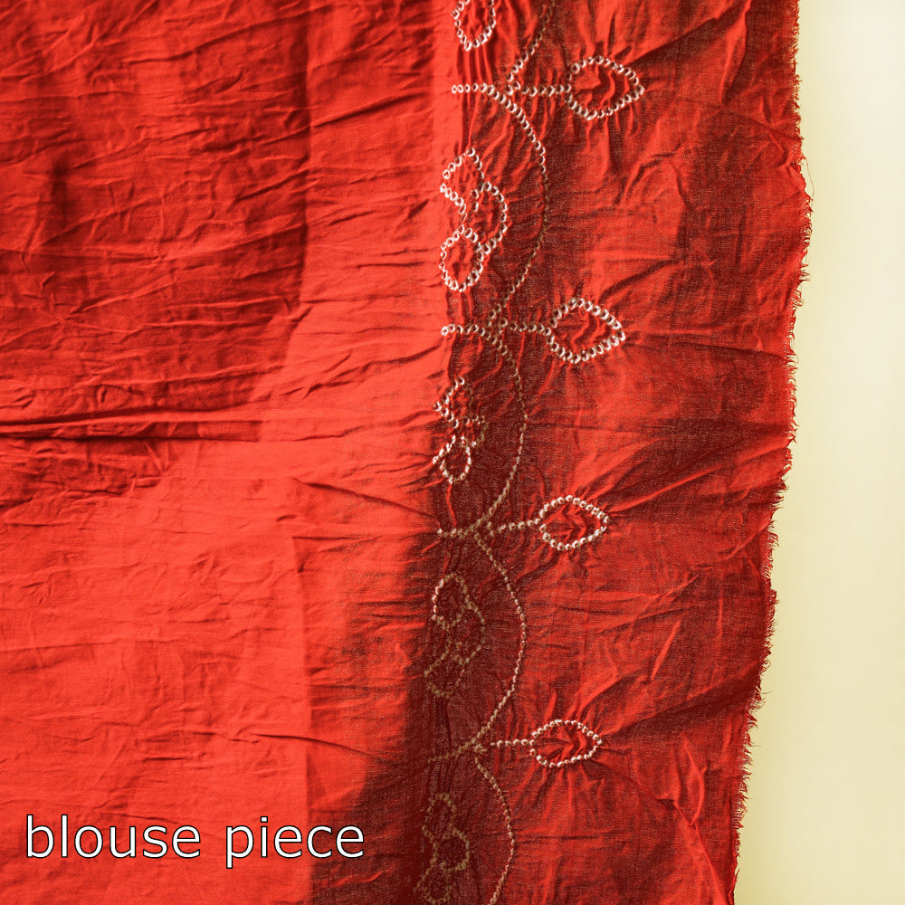 Kutch Bandhani Tie-Dye Cotton Saree with Blouse Piece