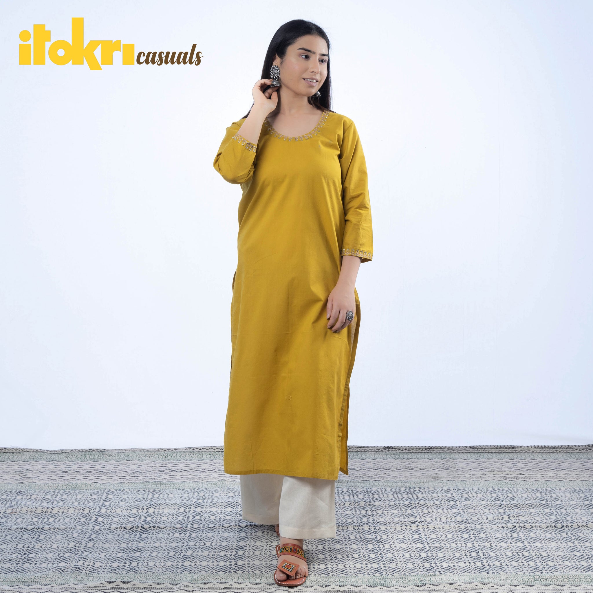 Readymade Rayon Long Kurta In Yellow Latest 493KR09