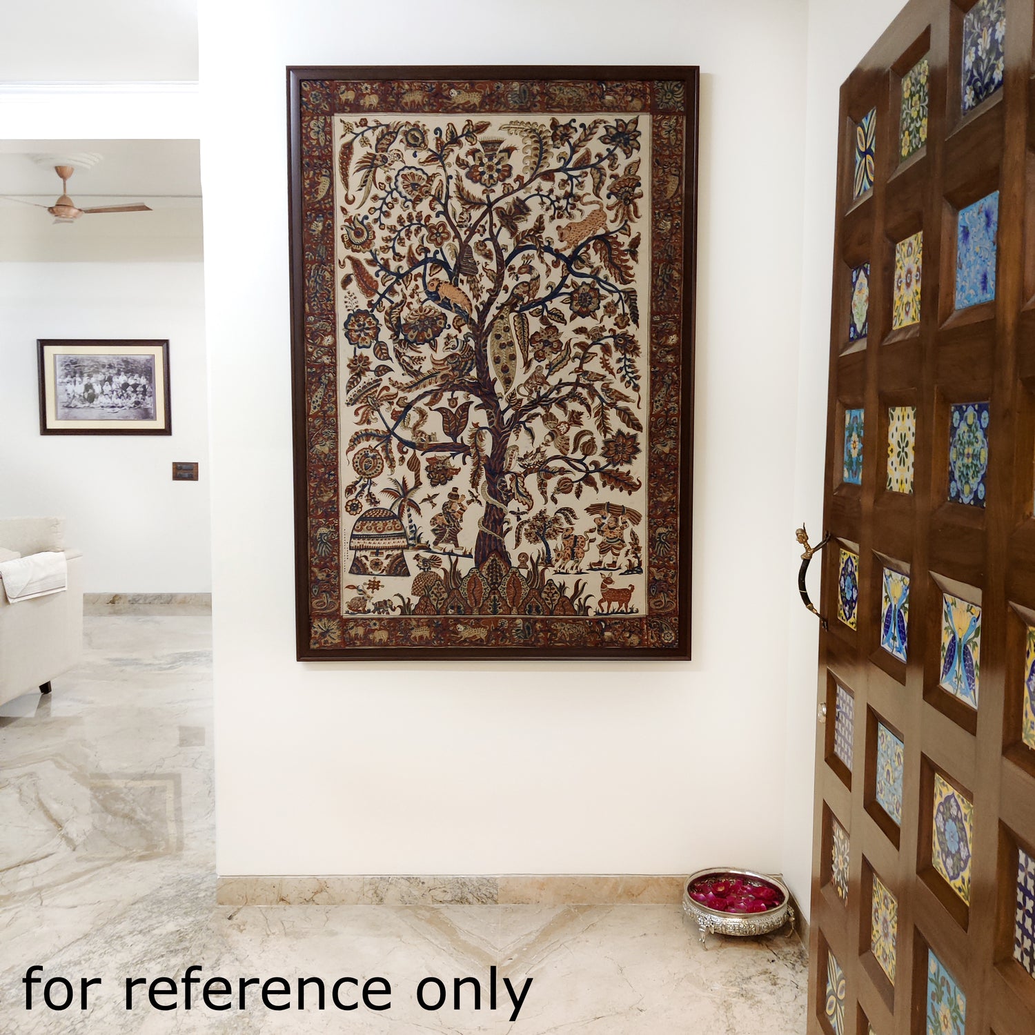 Tree Of Life - Original Pedana Kalamkari Block Printed Cotton Tapestry Wall Hanging (60 x 100 in)